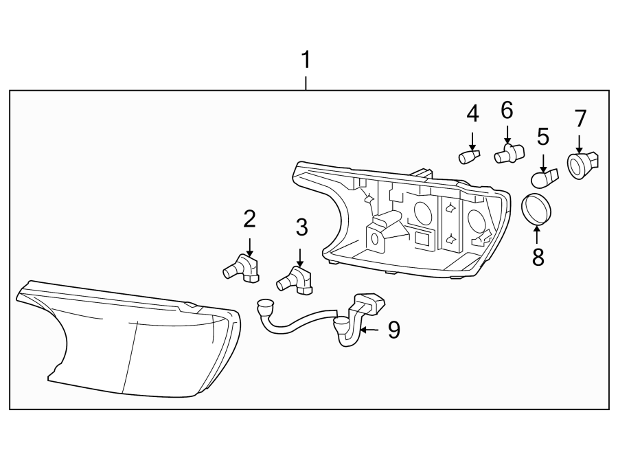 Diagram FRONT LAMPS. HEADLAMP COMPONENTS. for your 2003 GMC Sierra 2500 HD 6.6L Duramax V8 DIESEL A/T RWD SLE Standard Cab Pickup 