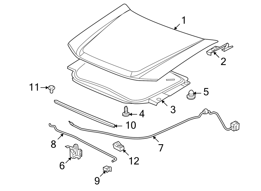 Diagram HOOD & COMPONENTS. for your 2007 GMC Sierra 1500 Classic SL Extended Cab Pickup  