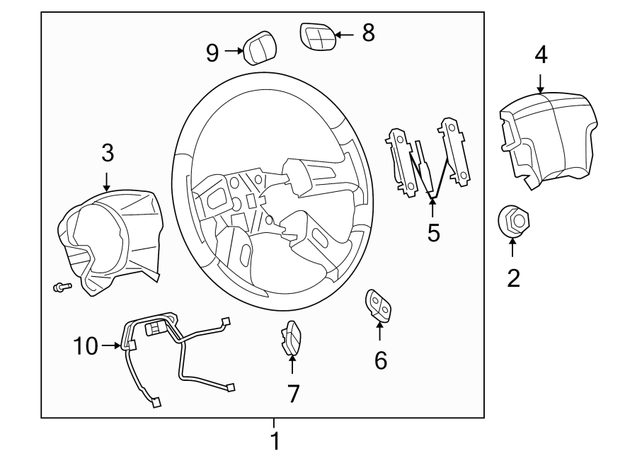 Diagram STEERING WHEEL & TRIM. for your 2007 Chevrolet Silverado 3500 HD WT Cab & Chassis  