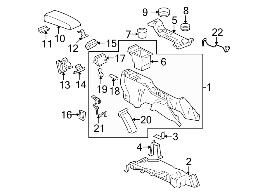 Diagram CENTER CONSOLE. for your 2013 Cadillac ATS Base Sedan 2.0L Ecotec M/T RWD 