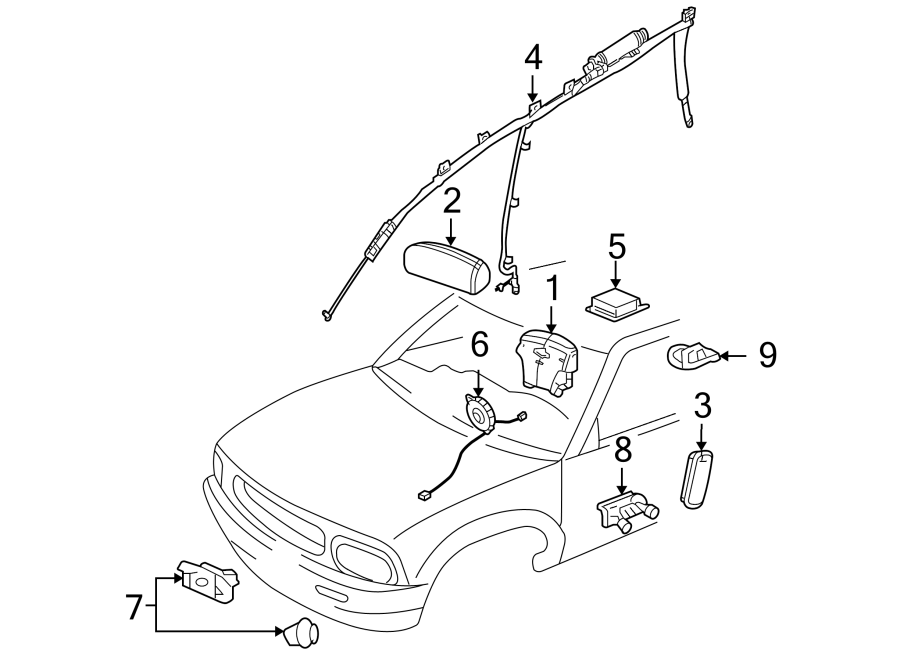 Diagram RESTRAINT SYSTEMS. AIR BAG COMPONENTS. for your 2022 Chevrolet Silverado   