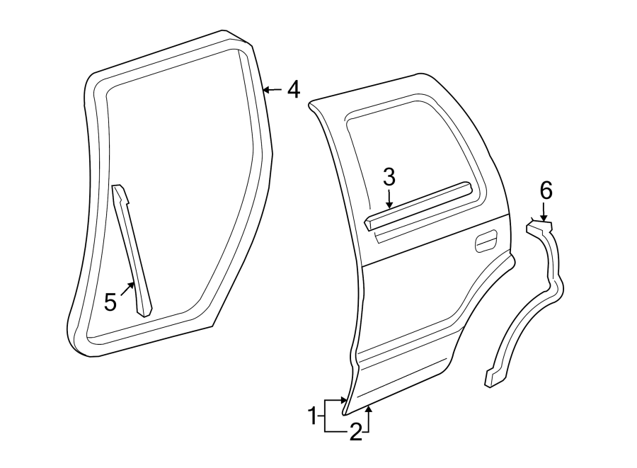 Diagram REAR DOOR. DOOR & COMPONENTS. for your 2010 Buick Enclave    