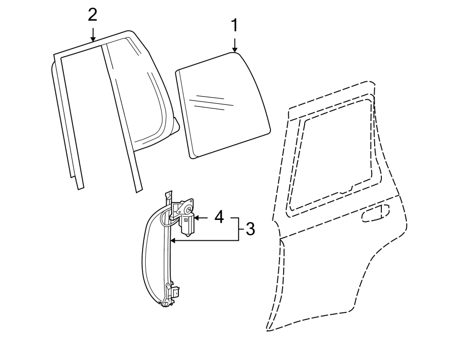 Diagram REAR DOOR. GLASS & HARDWARE. for your 2014 Chevrolet Spark 1.2L Ecotec M/T LS Hatchback 