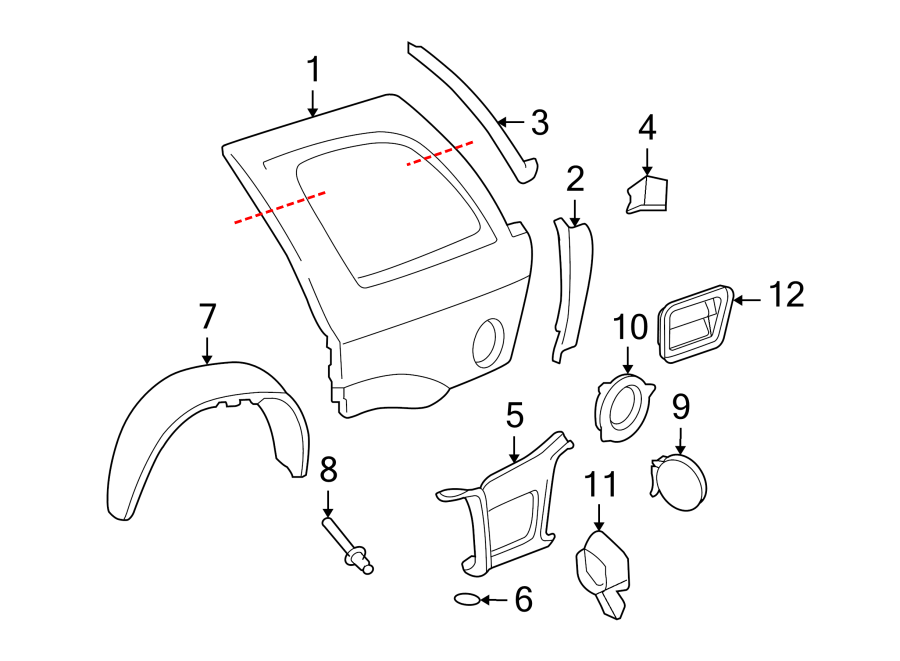 10Exterior trim. Quarter panel & components.https://images.simplepart.com/images/parts/motor/fullsize/AR04525.png