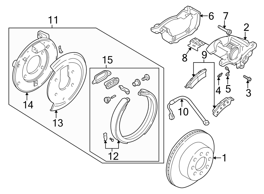 Diagram REAR SUSPENSION. BRAKE COMPONENTS. for your Buick