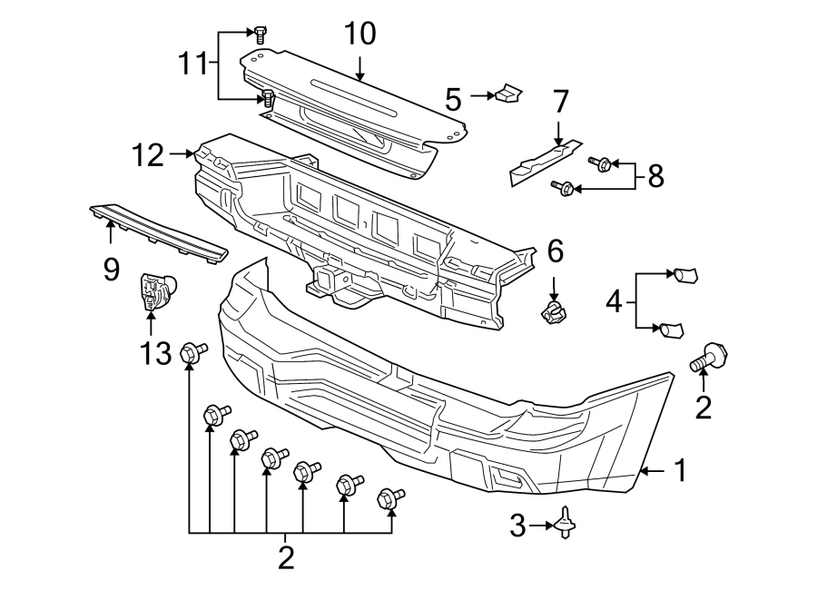 Diagram REAR BUMPER. BUMPER & COMPONENTS. for your 2013 Chevrolet Corvette   