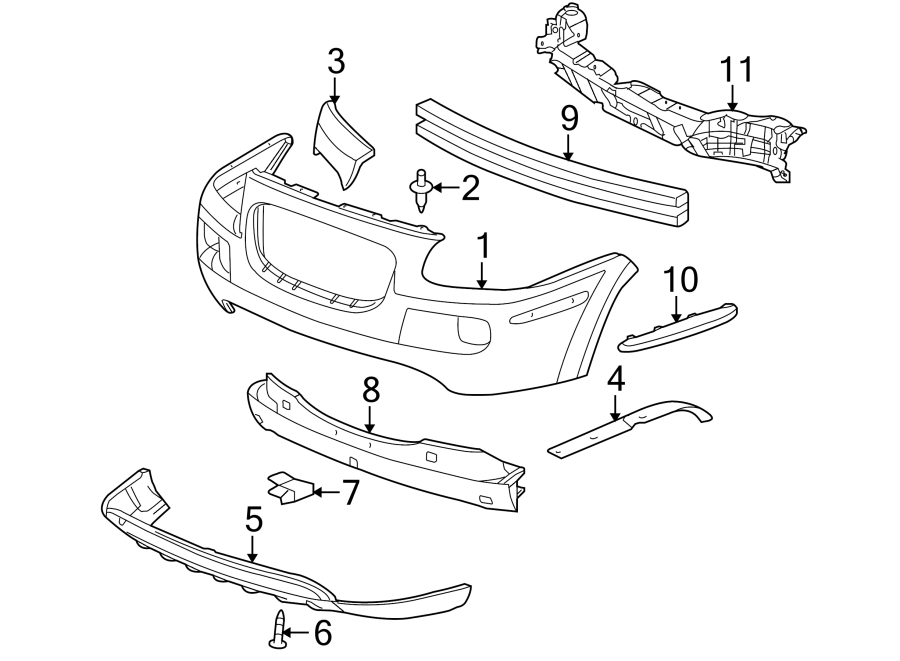 Diagram FRONT BUMPER. BUMPER & COMPONENTS. for your 2019 GMC Sierra 2500 HD 6.6L Duramax V8 DIESEL A/T 4WD Denali Crew Cab Pickup Fleetside 