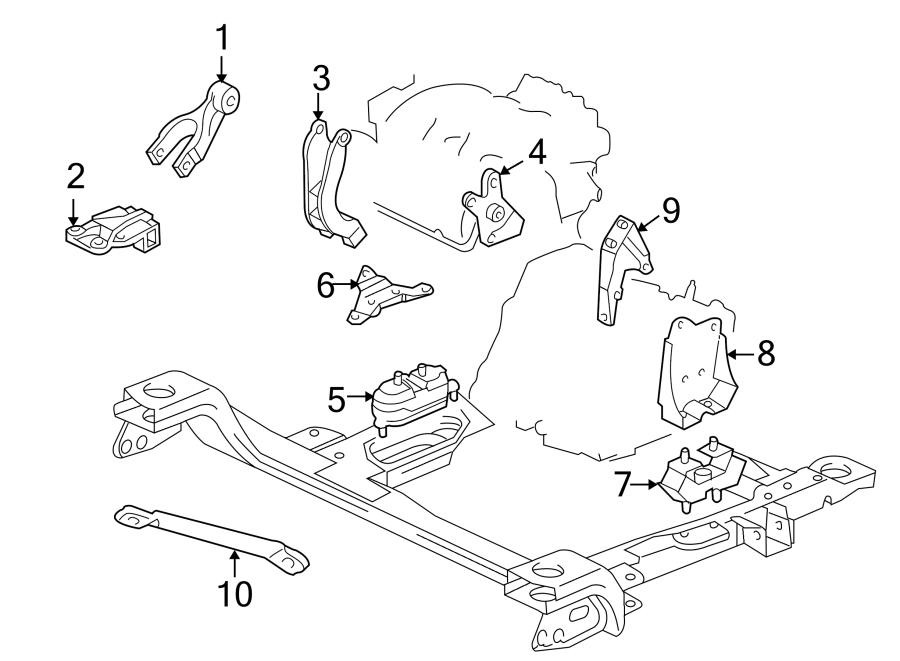 Diagram ENGINE / TRANSAXLE. ENGINE & TRANS MOUNTING. for your Cadillac ATS  