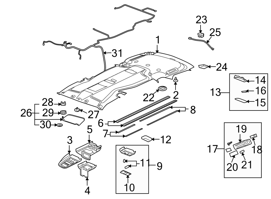 Diagram ROOF. INTERIOR TRIM. for your 2013 Buick Enclave  Base Sport Utility 3.6L V6 A/T AWD 