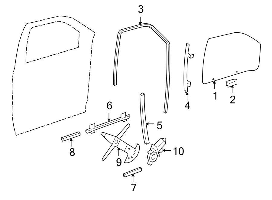 Diagram FRONT DOOR. GLASS & HARDWARE. for your Chevrolet Spark  