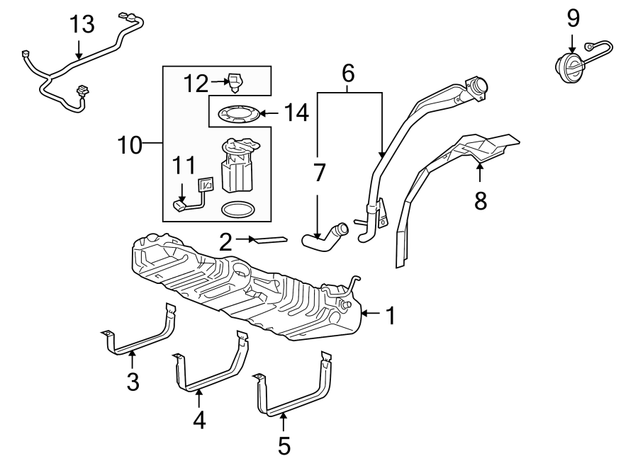 Diagram FUEL SYSTEM COMPONENTS. for your 2023 Cadillac XT5 Livery Hearse  