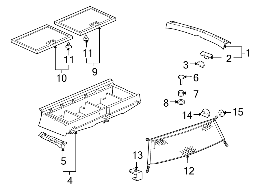 Diagram REAR BODY & FLOOR. INTERIOR TRIM. for your 2013 Chevrolet Camaro ZL1 Coupe 6.2L V8 M/T 