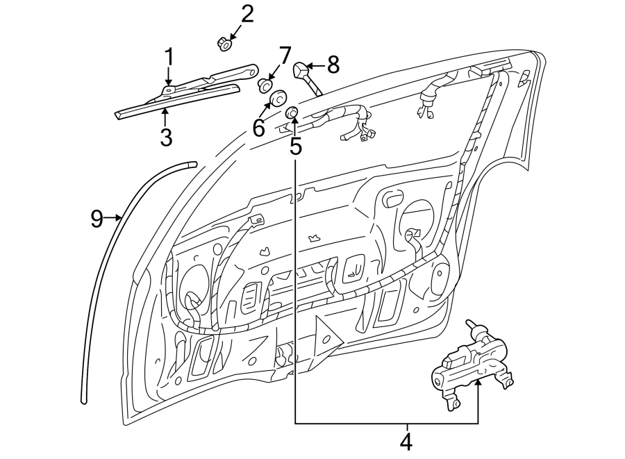 Diagram LIFT GATE. WIPER & WASHER COMPONENTS. for your 2005 Chevrolet Silverado 2500 HD WT Extended Cab Pickup Fleetside  