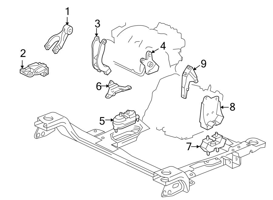 Diagram ENGINE / TRANSAXLE. ENGINE & TRANS MOUNTING. for your 2005 Chevrolet Express 2500 Base Extended Cargo Van 4.8L Vortec V8 A/T AWD 