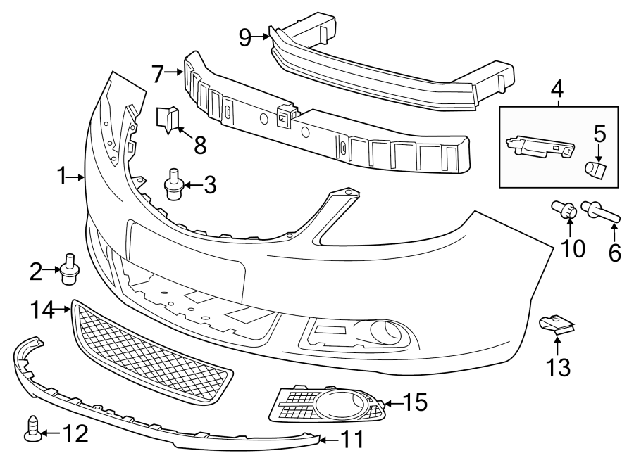 Diagram FRONT BUMPER. BUMPER & COMPONENTS. for your 2014 GMC Sierra 2500 HD 6.0L Vortec V8 CNG A/T 4WD WT Standard Cab Pickup 