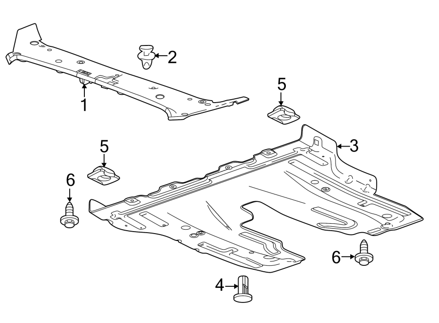 Diagram RADIATOR SUPPORT. SPLASH SHIELDS. for your 2011 GMC Acadia   