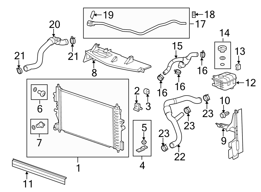 Diagram RADIATOR & COMPONENTS. for your 2020 Chevrolet Equinox   