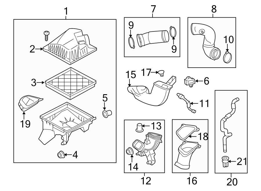 Diagram ENGINE / TRANSAXLE. AIR INTAKE. for your 2018 Chevrolet Spark   