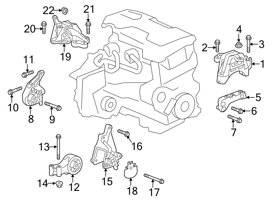 Diagram ENGINE / TRANSAXLE. ENGINE MOUNTING. for your 2018 GMC Sierra 2500 HD 6.0L Vortec V8 A/T 4WD Base Extended Cab Pickup Fleetside 