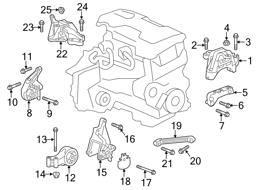 Diagram ENGINE / TRANSAXLE. ENGINE MOUNTING. for your 2018 GMC Sierra 2500 HD 6.0L Vortec V8 A/T 4WD Base Extended Cab Pickup Fleetside 