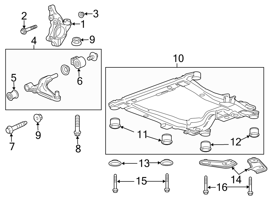 Diagram FRONT SUSPENSION. SUSPENSION COMPONENTS. for your 2014 GMC Sierra 2500 HD 6.6L Duramax V8 DIESEL A/T 4WD WT Crew Cab Pickup 