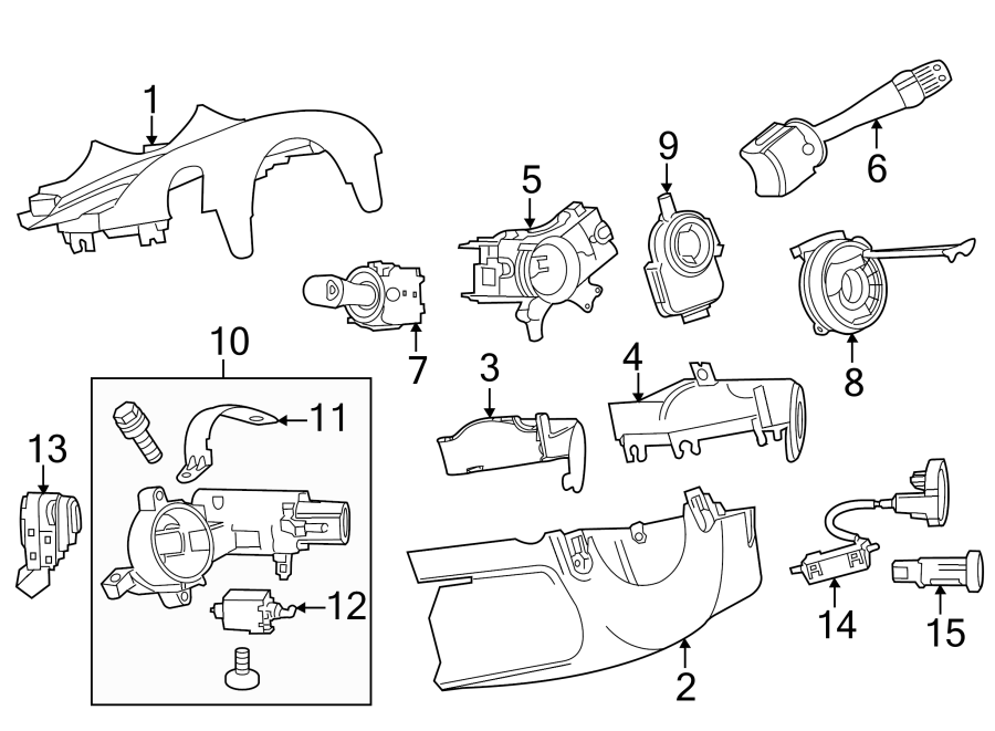 STEERING COLUMN. SHROUD. SWITCHES & LEVERS.