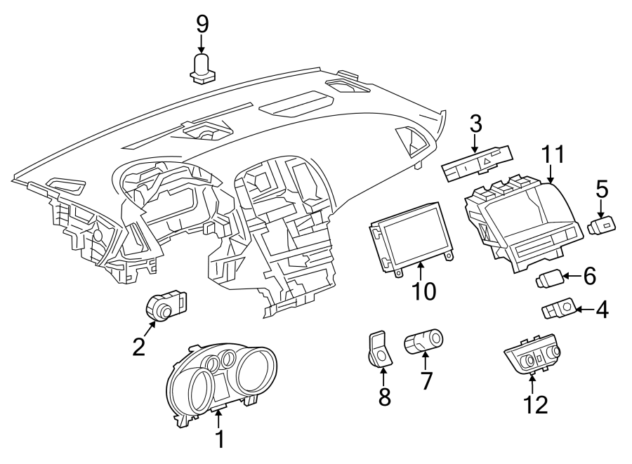 Diagram INSTRUMENT PANEL. CLUSTER & SWITCHES. for your 2020 Chevrolet Spark  ACTIV Hatchback 