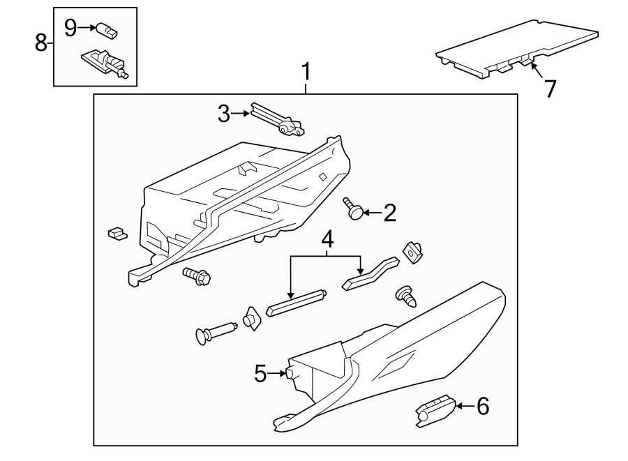 Diagram INSTRUMENT PANEL. GLOVE BOX. for your 1985 Buick Century   