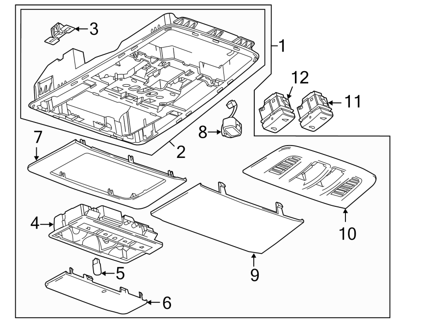 Diagram OVERHEAD CONSOLE. for your 2021 Cadillac XT4   