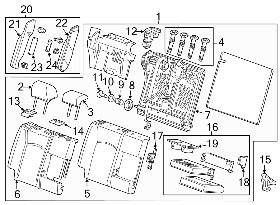 Diagram SEATS & TRACKS. REAR SEAT COMPONENTS. for your 2016 Cadillac ATS   