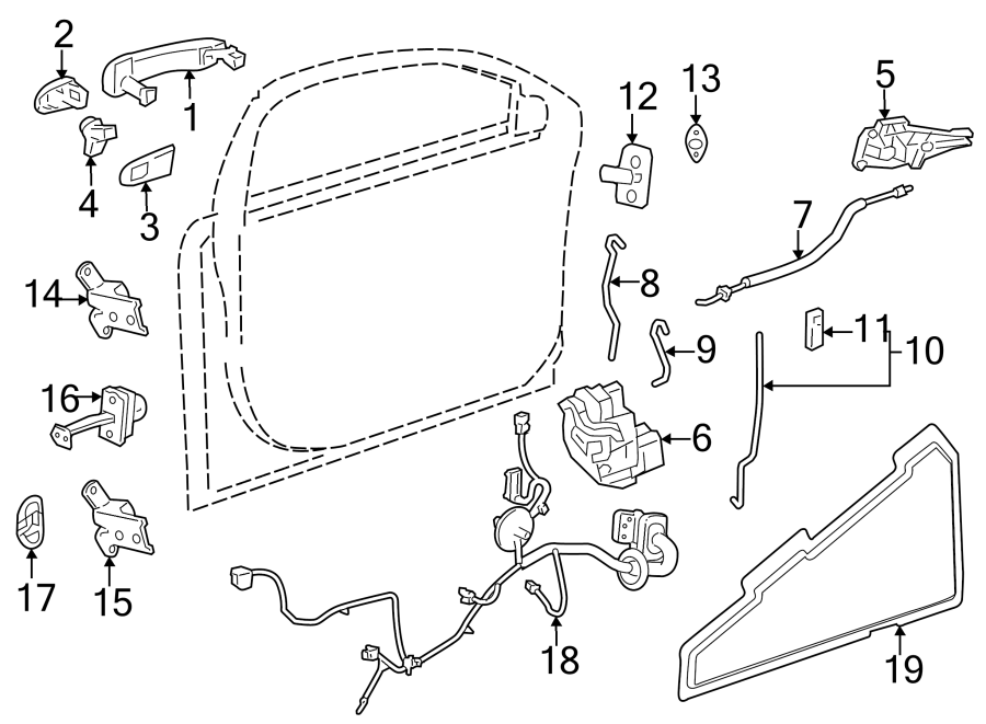 Diagram FRONT DOOR. LOCK & HARDWARE. for your 2020 Cadillac XT4   