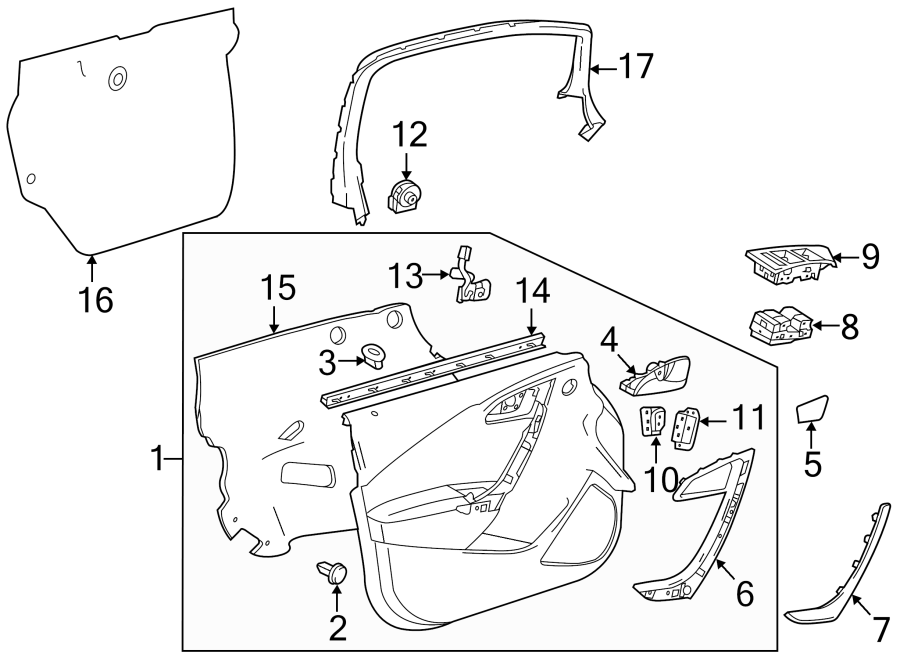 Diagram FRONT DOOR. INTERIOR TRIM. for your Cadillac XT4  