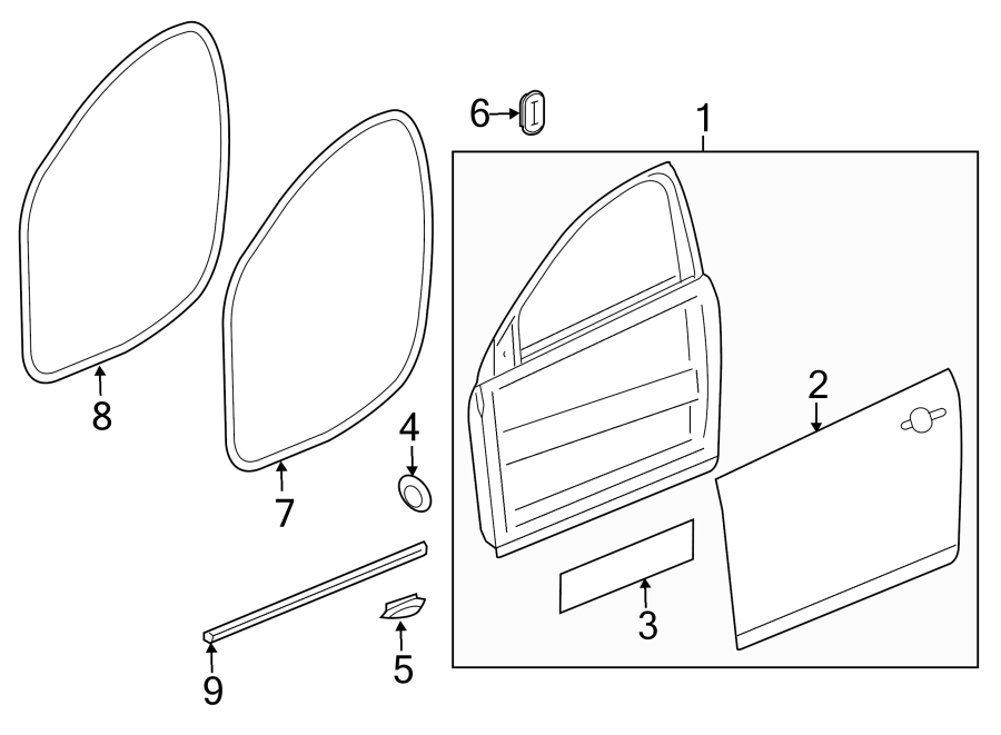 Diagram REAR DOOR. DOOR & COMPONENTS. for your 2010 Buick Enclave    