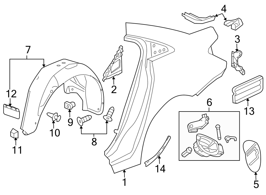 Diagram QUARTER PANEL & COMPONENTS. for your Hummer