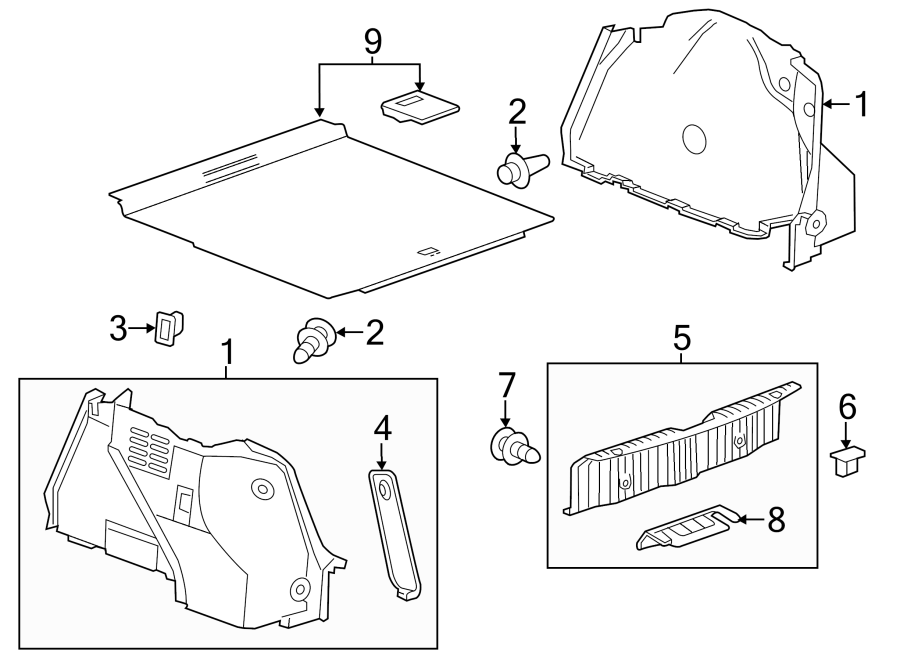 Diagram REAR BODY & FLOOR. INTERIOR TRIM. for your 2002 GMC Sierra 3500 6.0L Vortec V8 A/T RWD SLE Standard Cab Pickup 