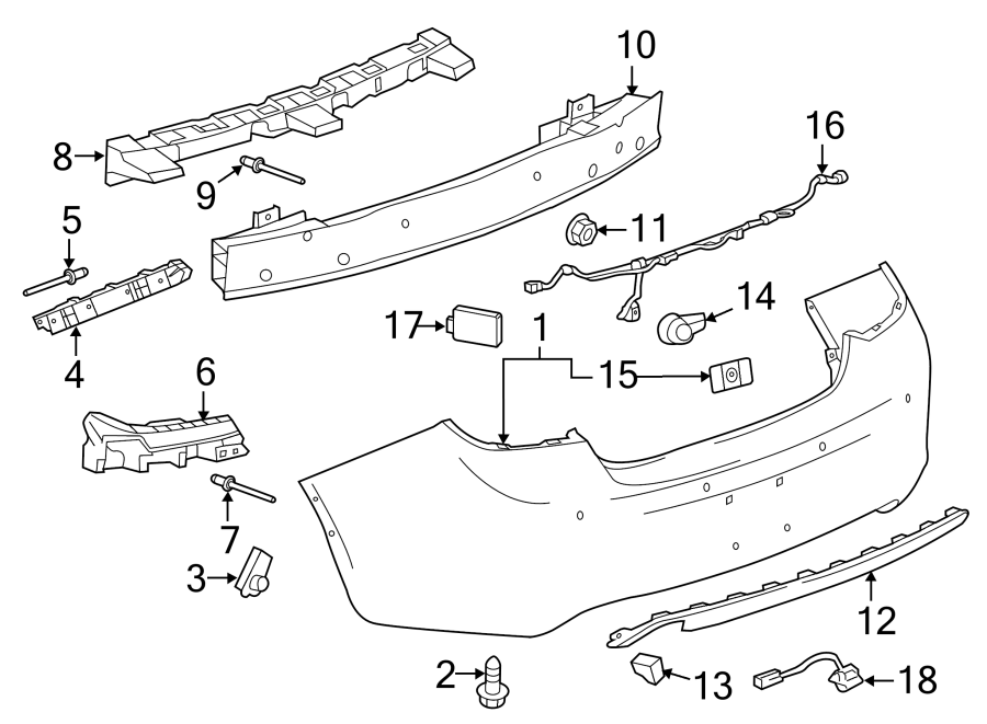 REAR BUMPER. BUMPER & COMPONENTS.