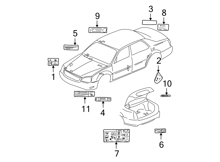 Diagram INFORMATION LABELS. for your 2013 Chevrolet Silverado   