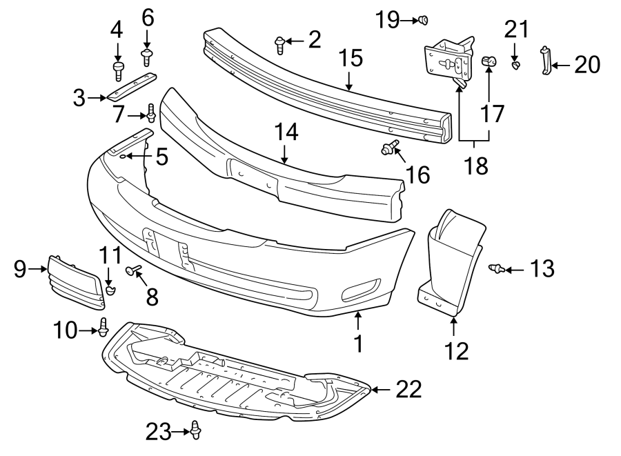 Diagram FRONT BUMPER. BUMPER & COMPONENTS. for your 2019 GMC Sierra 2500 HD 6.6L Duramax V8 DIESEL A/T 4WD Denali Crew Cab Pickup Fleetside 