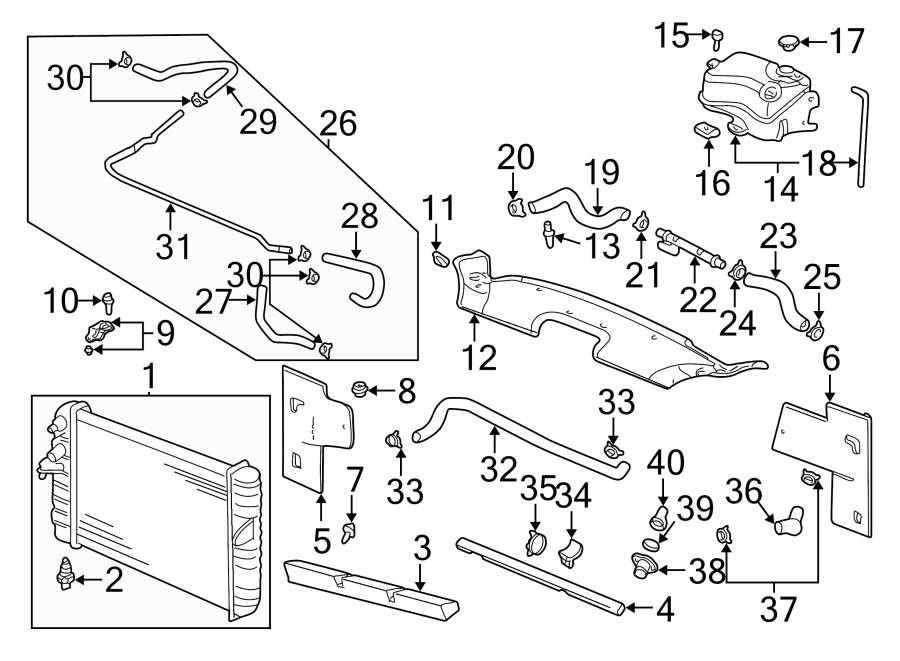 Diagram RADIATOR & COMPONENTS. for your 2022 Chevrolet Equinox   