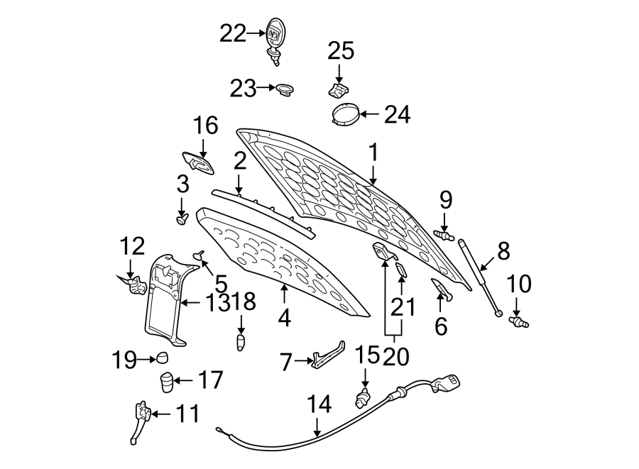 Diagram EXTERIOR TRIM. HOOD & COMPONENTS. for your 2005 Chevrolet Express 1500   