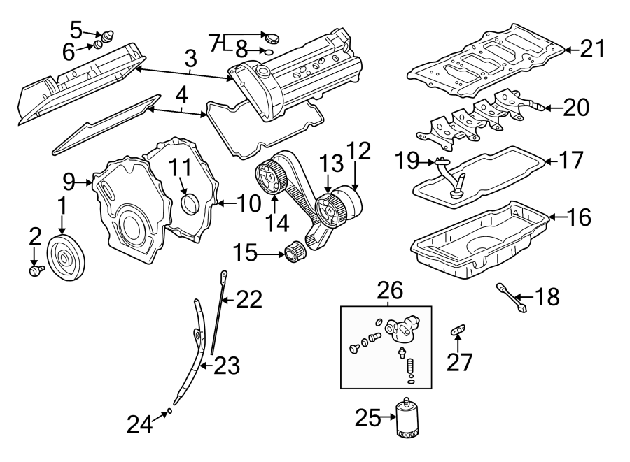 Diagram ENGINE / TRANSAXLE. ENGINE PARTS. for your Cadillac ATS  