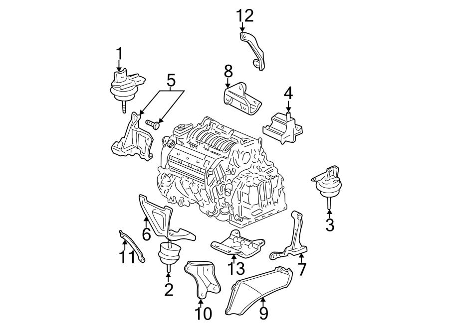 Diagram ENGINE / TRANSAXLE. ENGINE & TRANS MOUNTING. for your 2011 GMC Sierra 2500 HD 6.0L Vortec V8 FLEX A/T 4WD SLT Crew Cab Pickup 