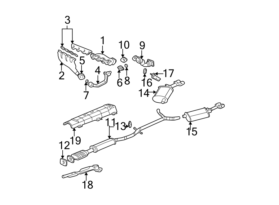 Diagram EXHAUST SYSTEM. EXHAUST COMPONENTS. for your 2023 Chevrolet Camaro  LT1 Coupe 