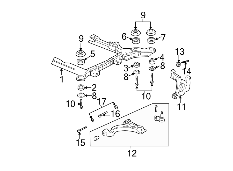 Diagram FRONT SUSPENSION. SUSPENSION COMPONENTS. for your Cadillac