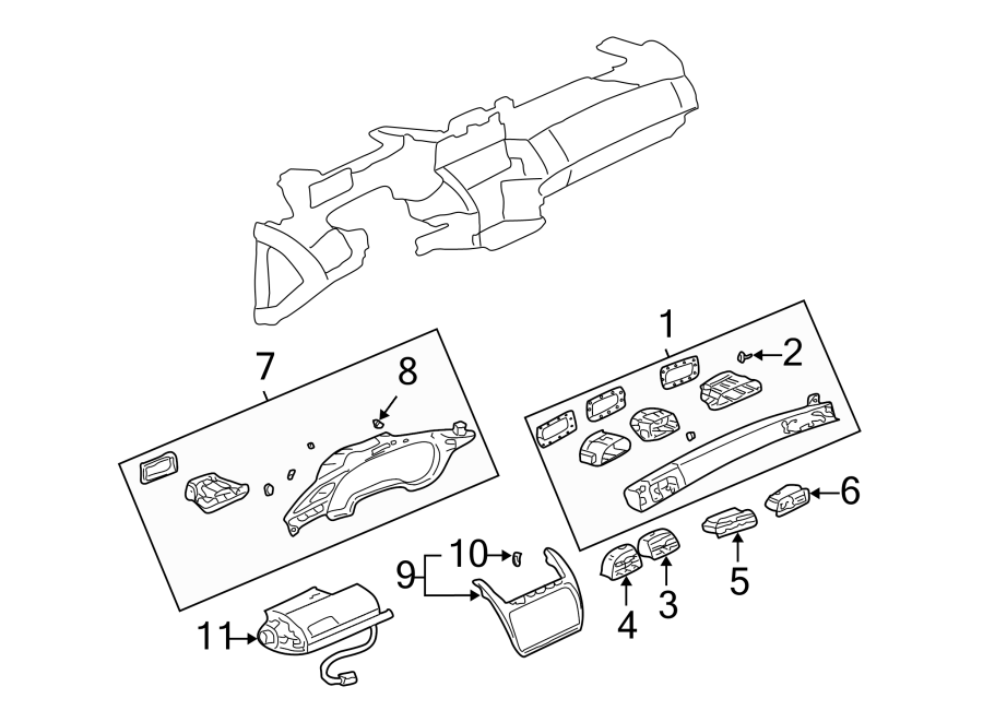 Diagram INSTRUMENT PANEL COMPONENTS. for your 2005 Chevrolet Silverado 3500 LS Cab & Chassis  