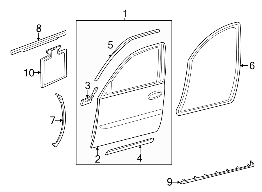 1FRONT DOOR. DOOR & COMPONENTS.https://images.simplepart.com/images/parts/motor/fullsize/BA00460.png