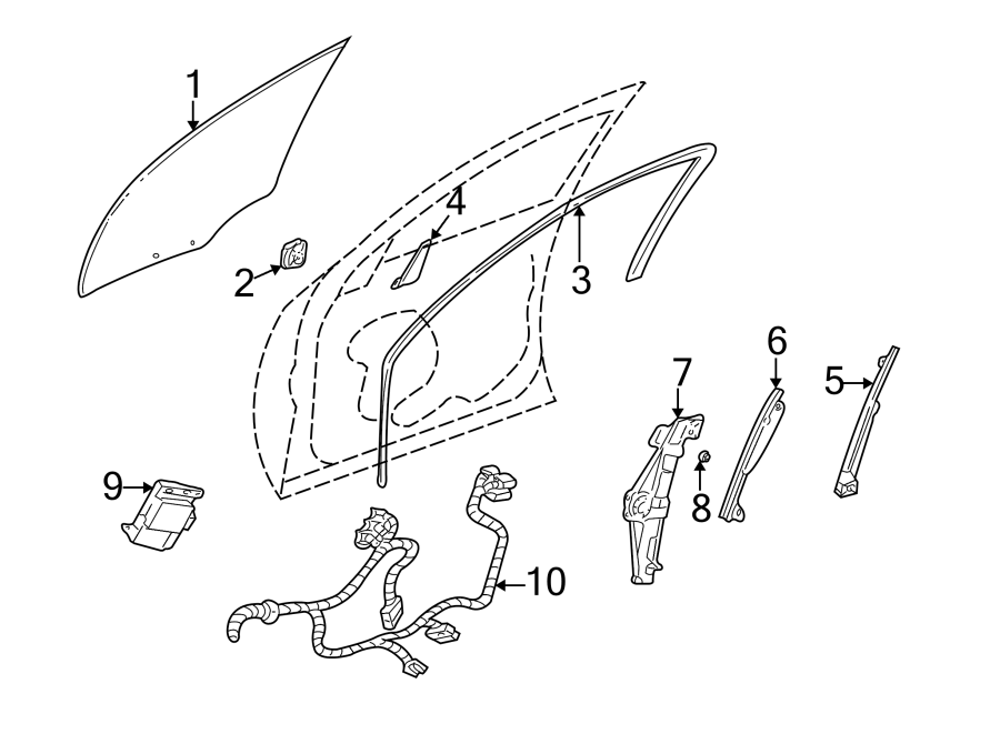 Diagram FRONT DOOR. GLASS & HARDWARE. for your 2014 Chevrolet Spark   