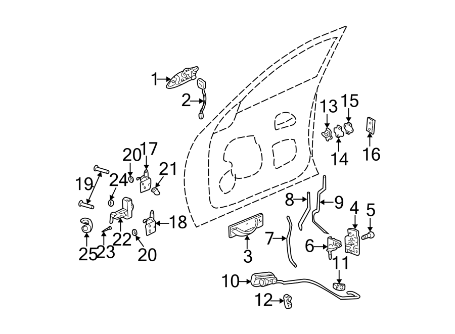 Diagram FRONT DOOR. LOCK & HARDWARE. for your 2014 Chevrolet Spark 1.2L Ecotec CVT LT Hatchback 