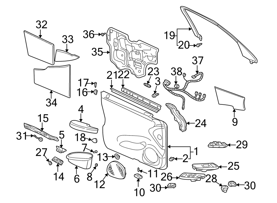 Diagram FRONT DOOR. INTERIOR TRIM. for your 1995 Buick Century   