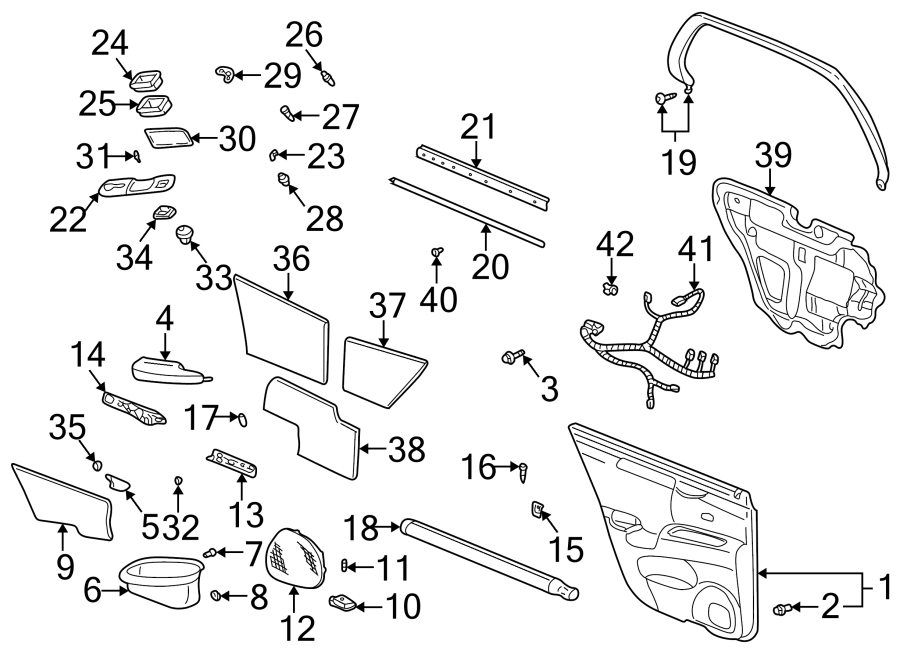 Diagram REAR DOOR. INTERIOR TRIM. for your 2007 GMC Sierra 2500 HD 6.0L Vortec V8 A/T 4WD SLE Standard Cab Pickup 